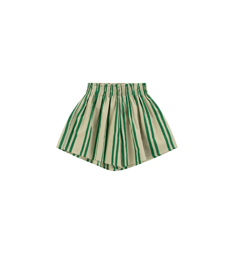 Sunny Stripes Mini Shorts | Beige - Emerald  Striped