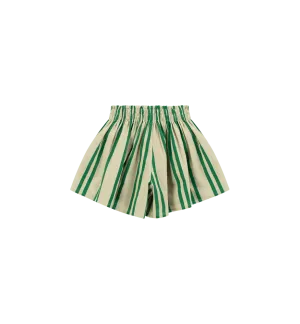 Sunny Stripes Mini Shorts | Beige - Emerald  Striped