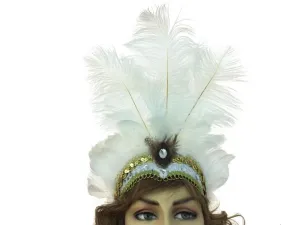 Tall Feather Headband - White