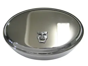Textured Drama Sad Mask Oval Trinket Jewelry Box