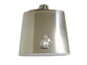 Textured Round Hare Rabbit 6 Oz. Stainless Steel Flask