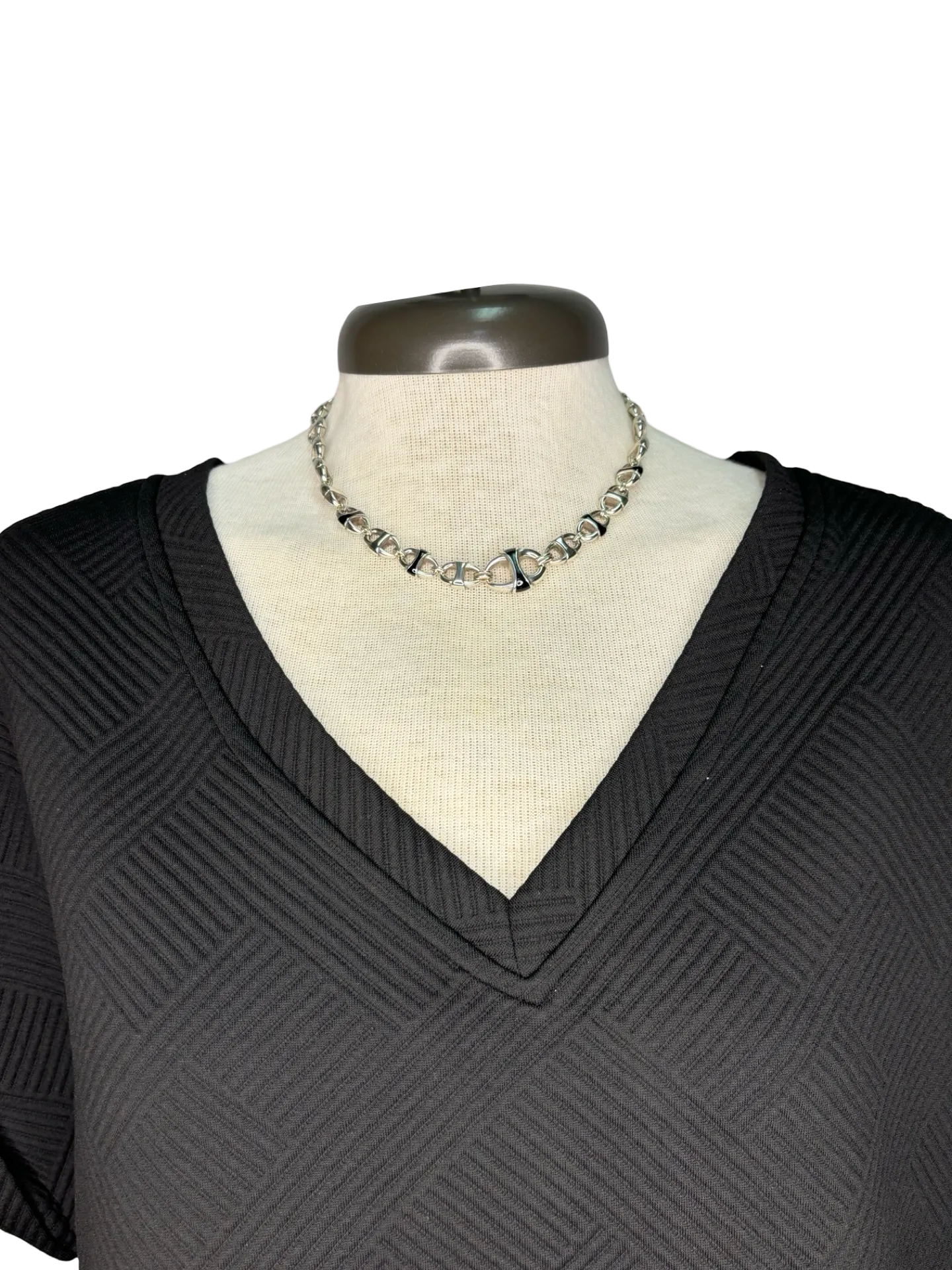 Textured V Neck Top Black