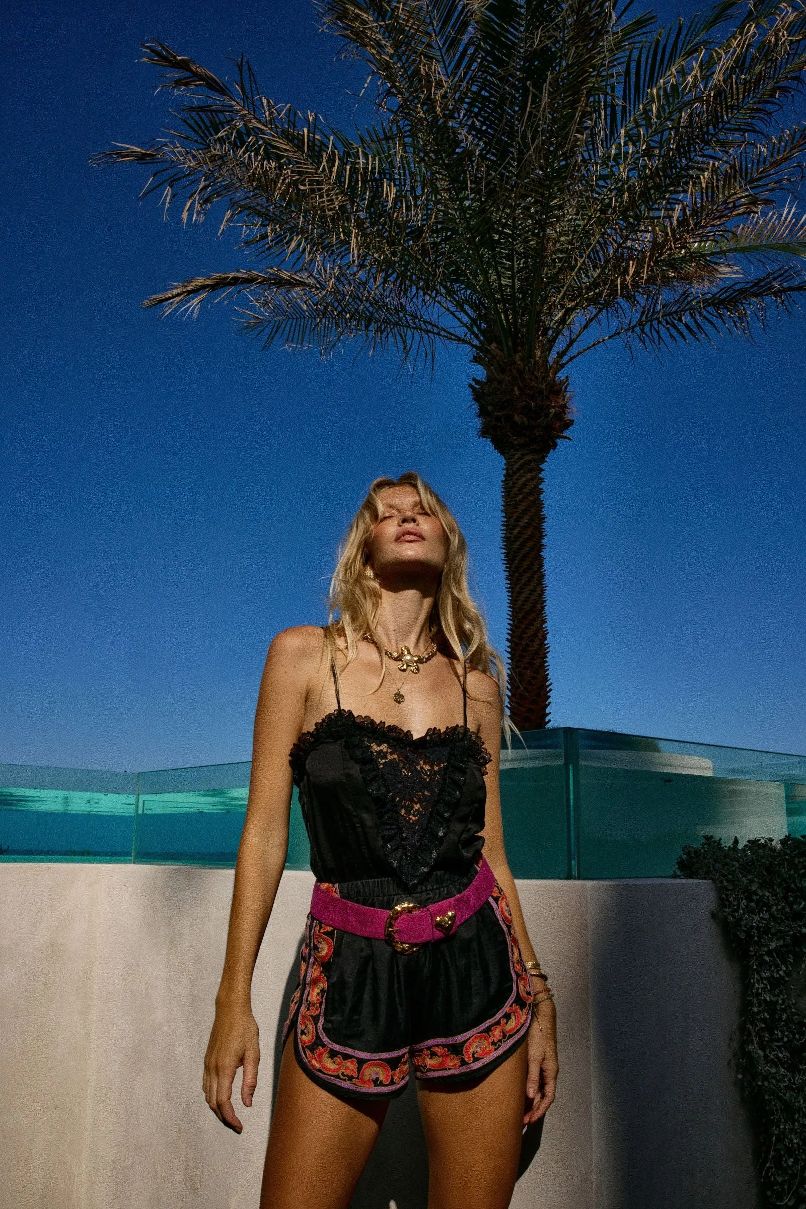 That’s What I Like Embroidered Silk Satin Shorts