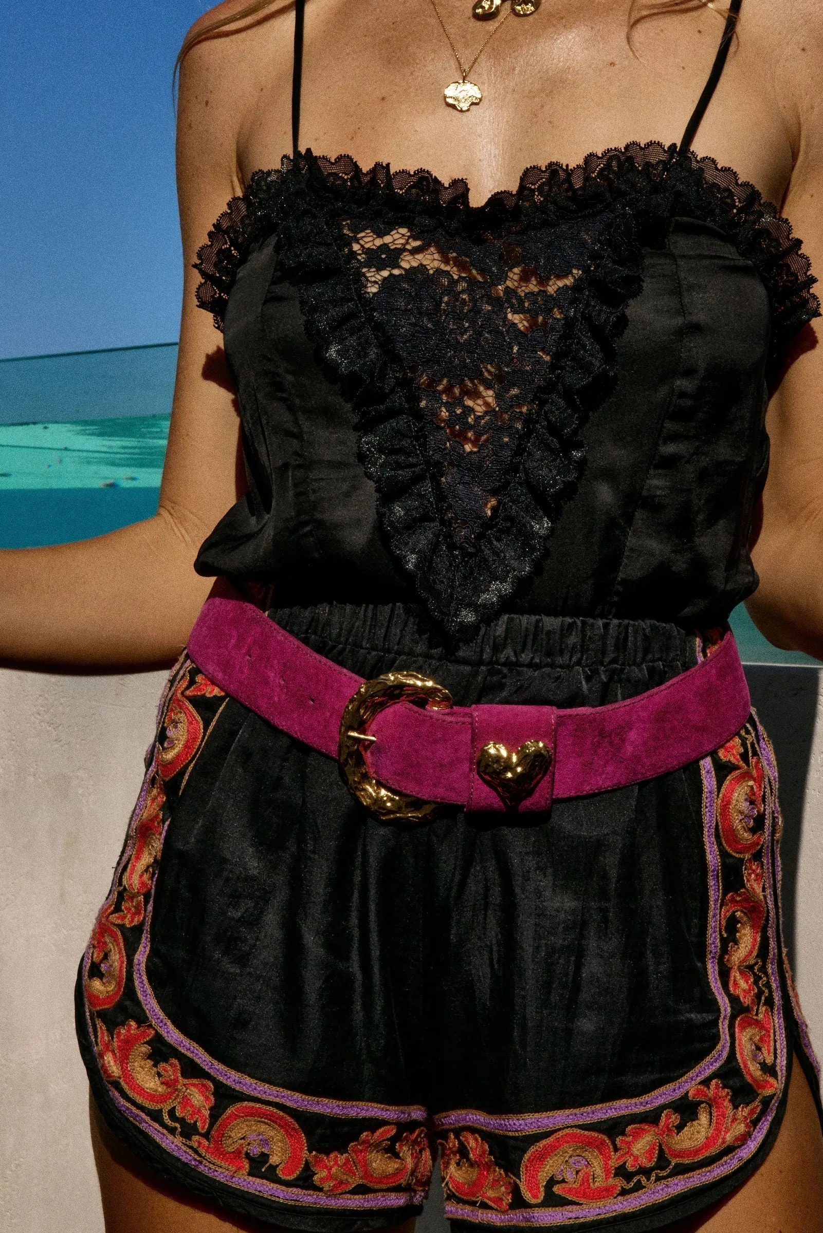 That’s What I Like Embroidered Silk Satin Shorts