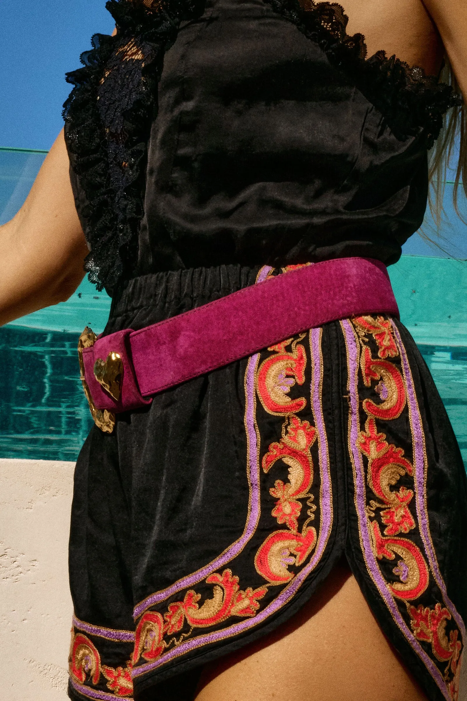 That’s What I Like Embroidered Silk Satin Shorts