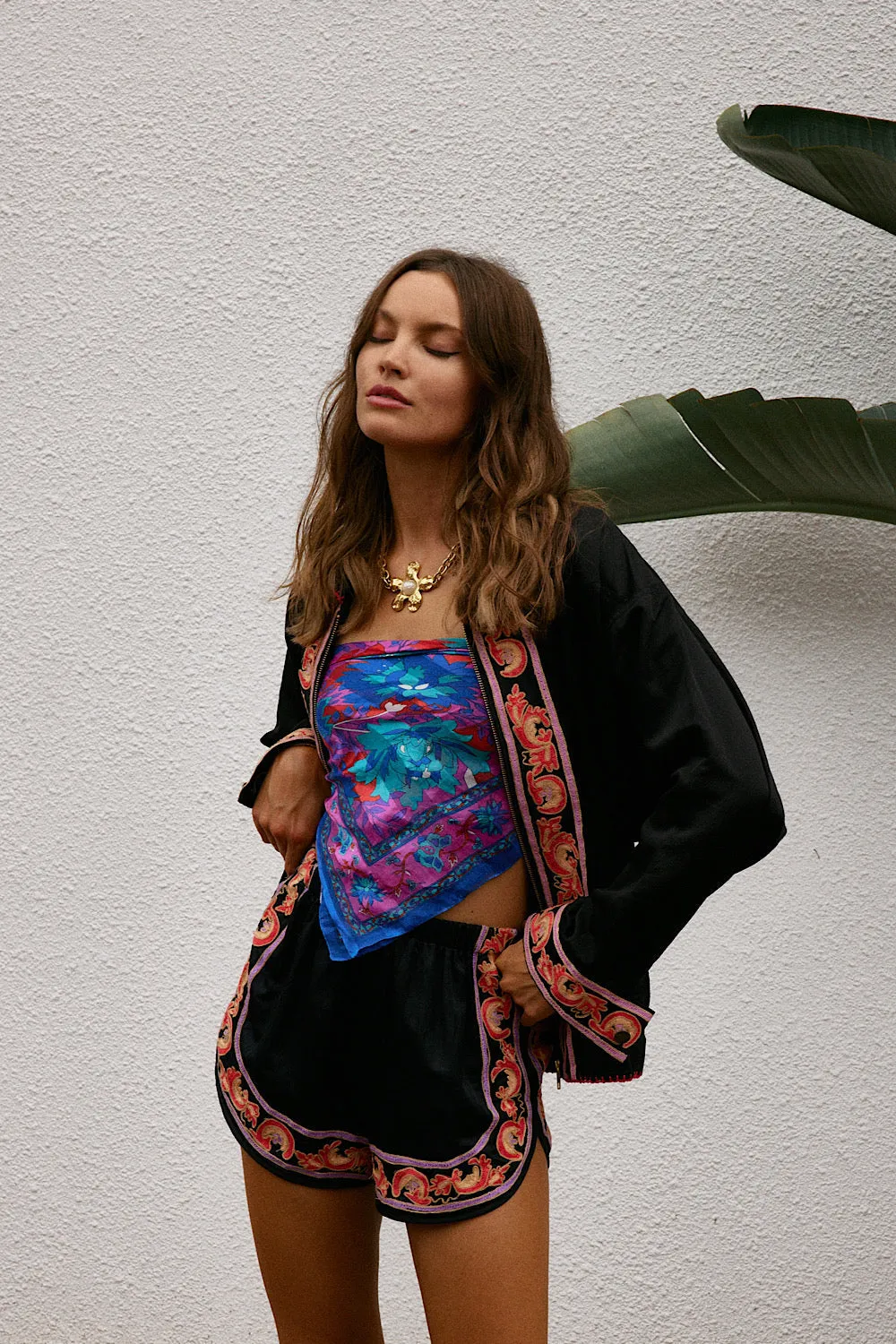 That’s What I Like Embroidered Silk Satin Shorts