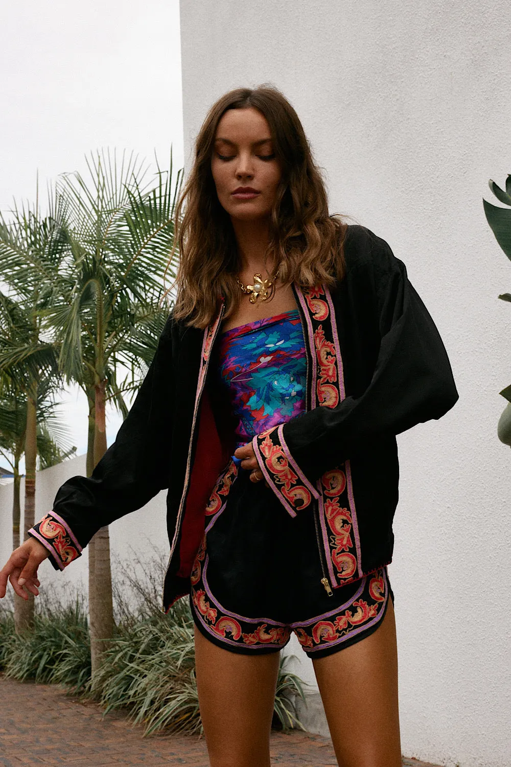 That’s What I Like Embroidered Silk Satin Shorts