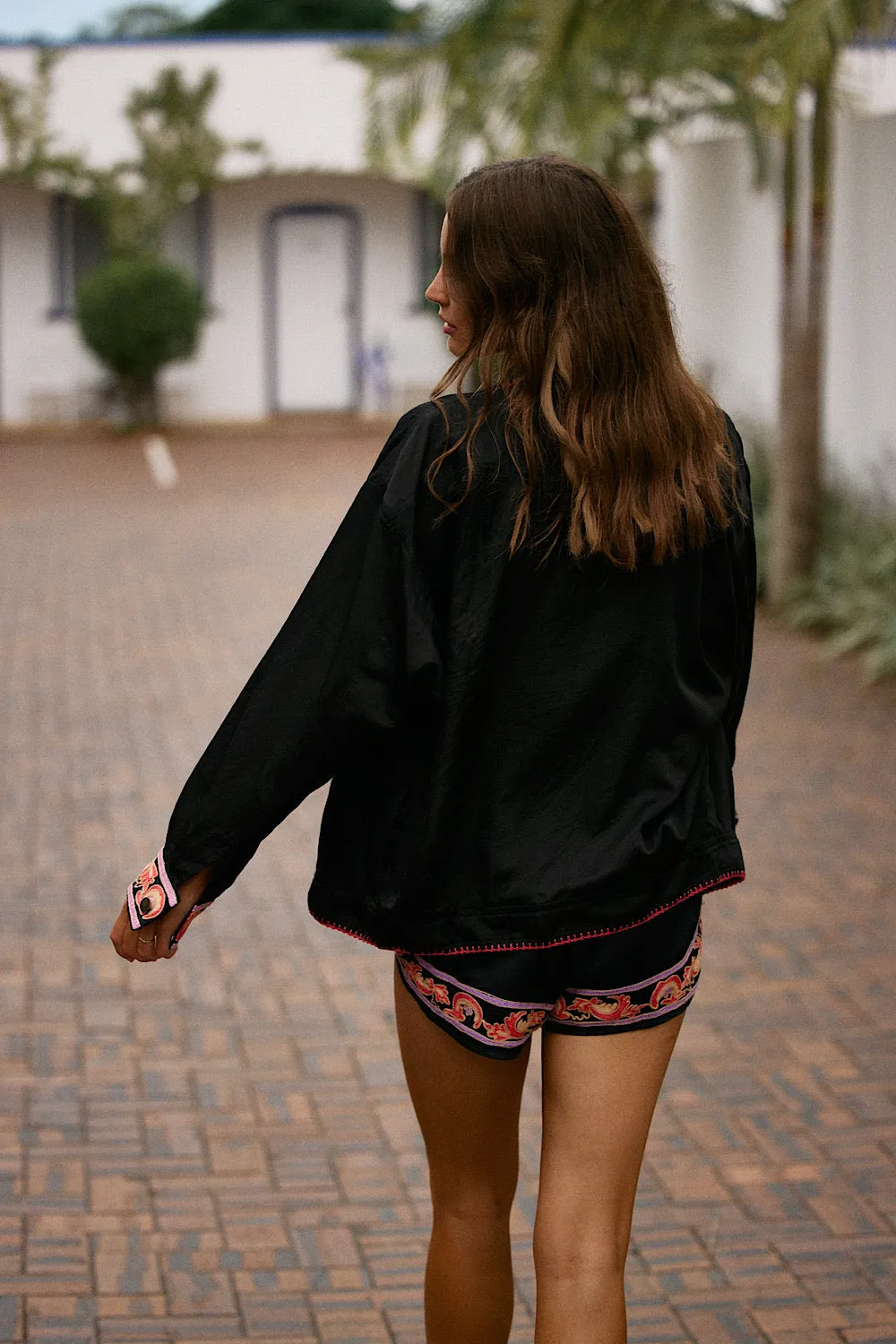 That’s What I Like Embroidered Silk Satin Shorts