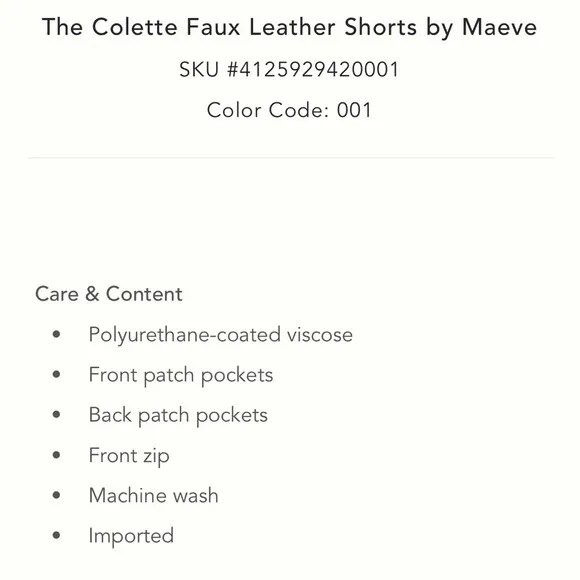 The Colette Faux Leather Shorts by Maeve
