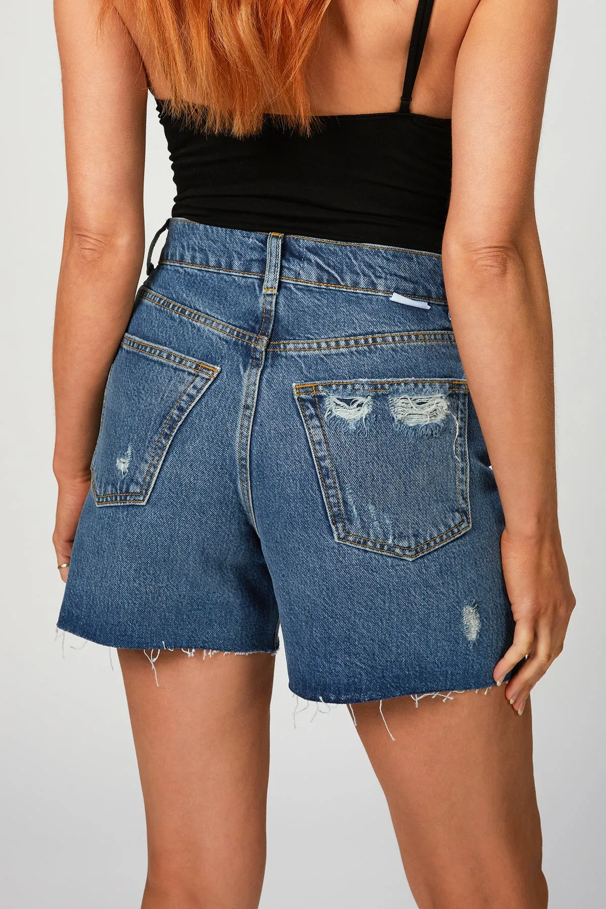 THE MONTY HIGH-RISE DISTRESSED DENIM SHORTS