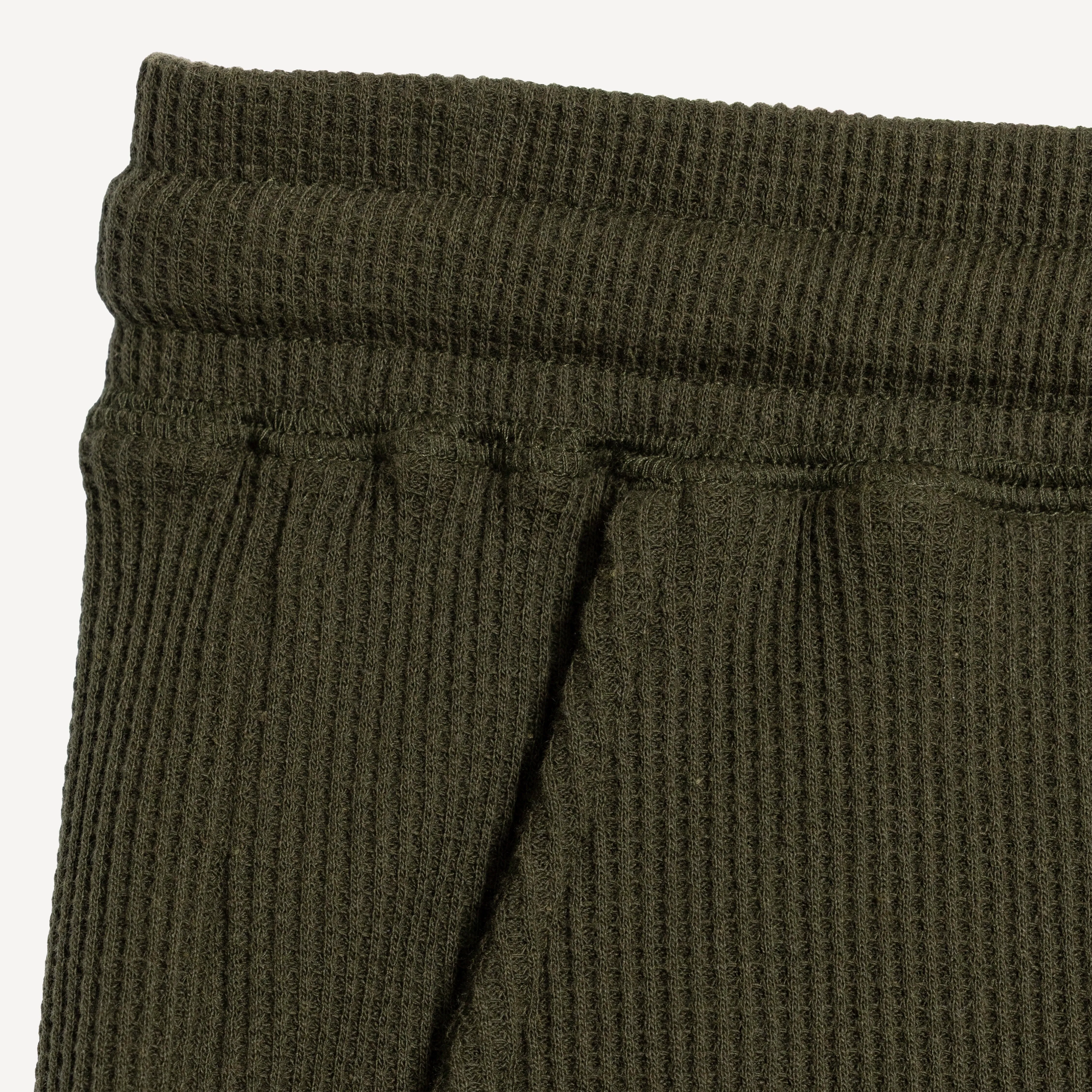 Thermal Waffle Knit Tee & Shorts Set - Dark Olive
