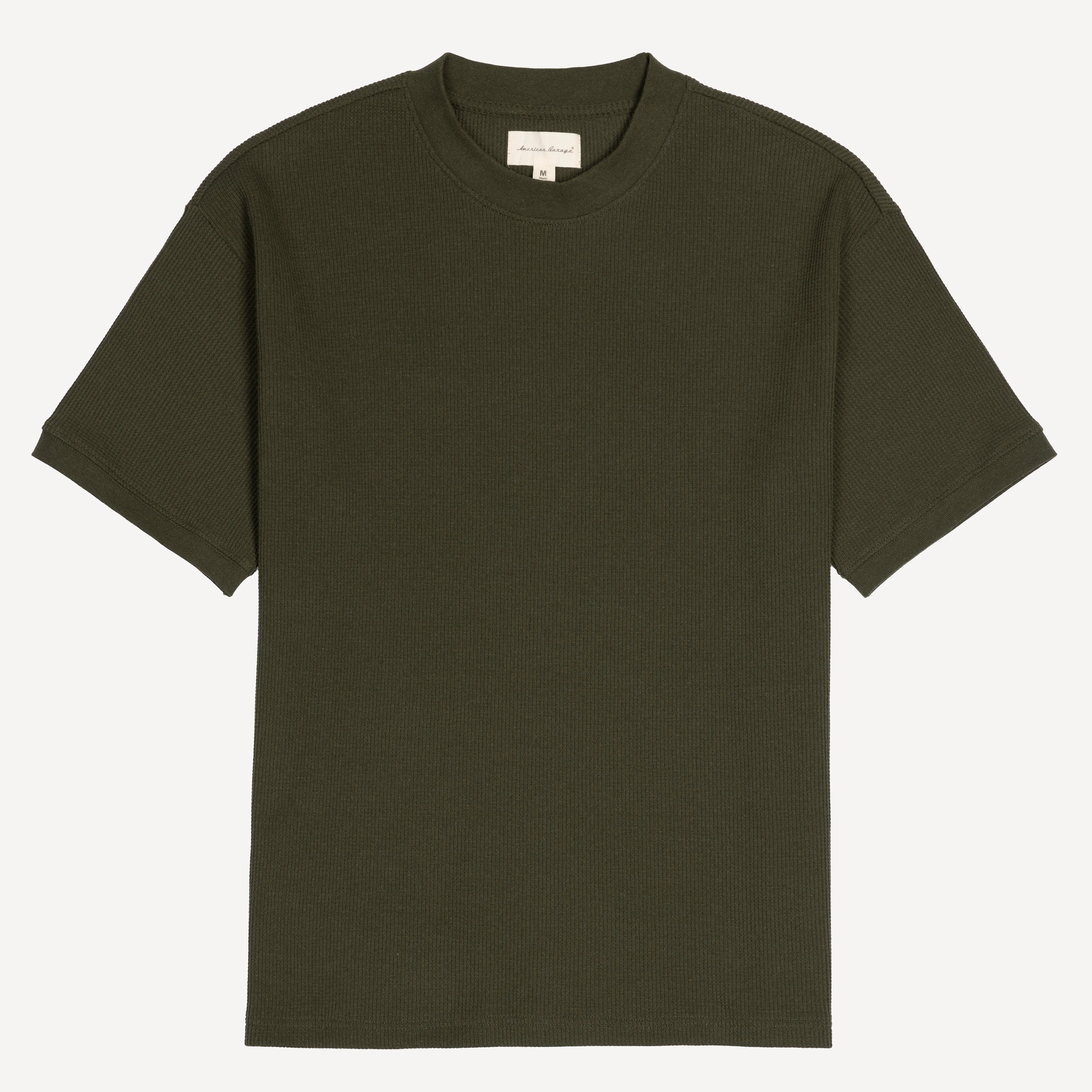Thermal Waffle Knit Tee & Shorts Set - Dark Olive