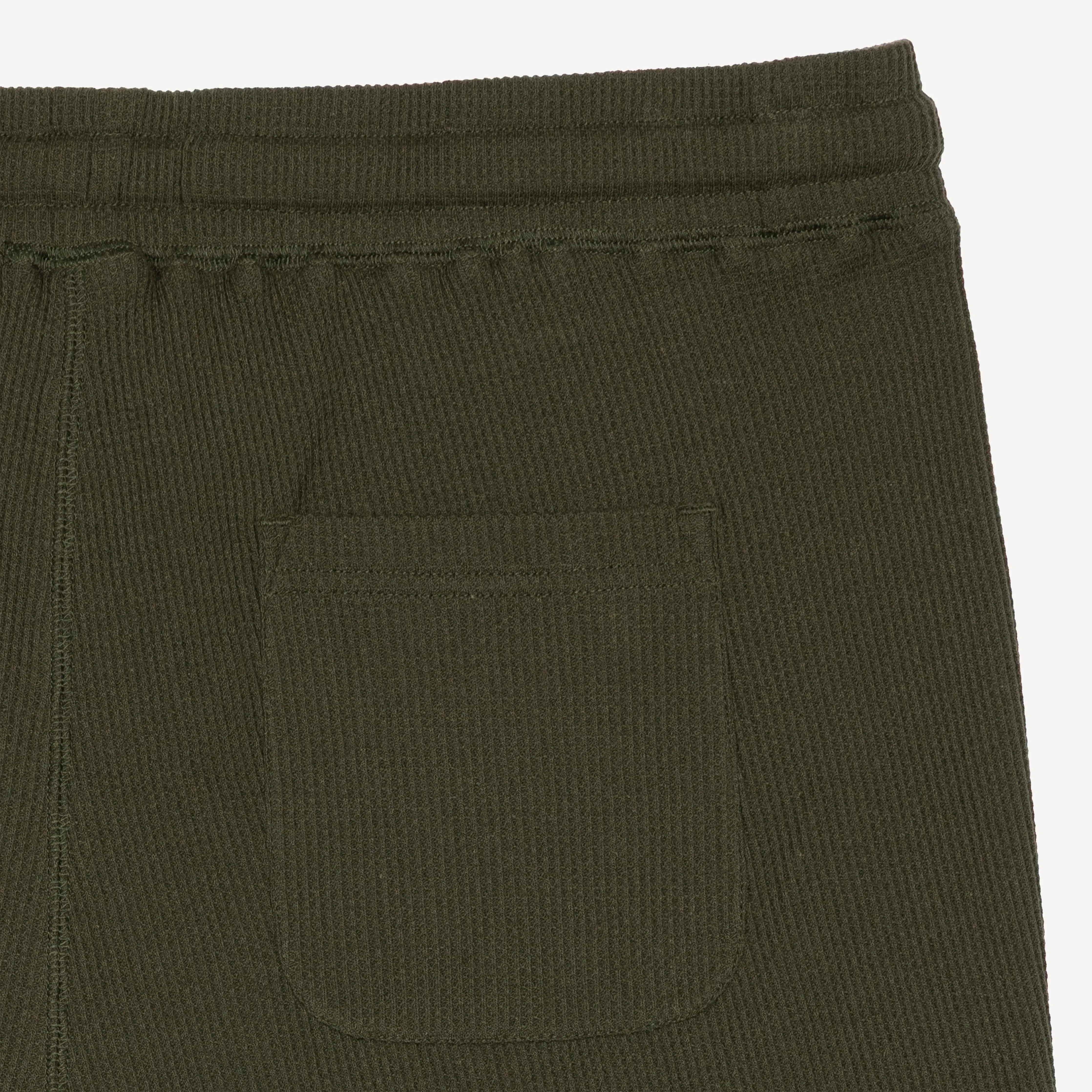 Thermal Waffle Knit Tee & Shorts Set - Dark Olive