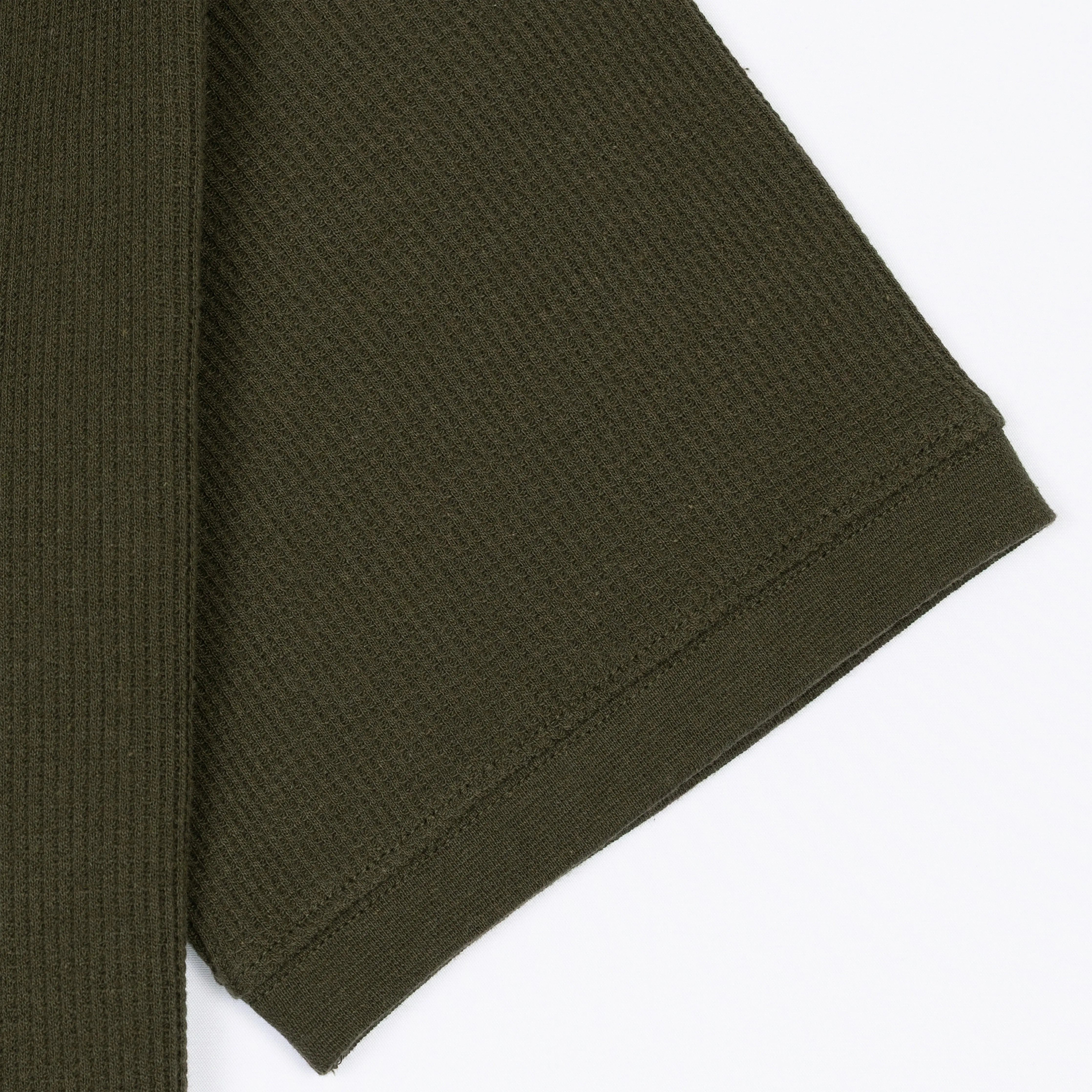 Thermal Waffle Knit Tee & Shorts Set - Dark Olive