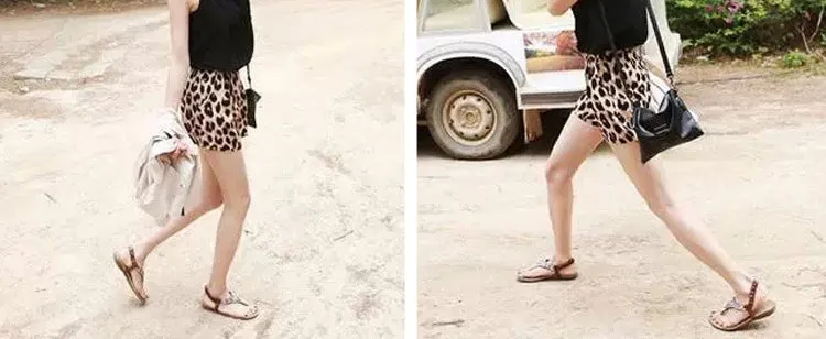Three-point Straight Female Leopard Shorts