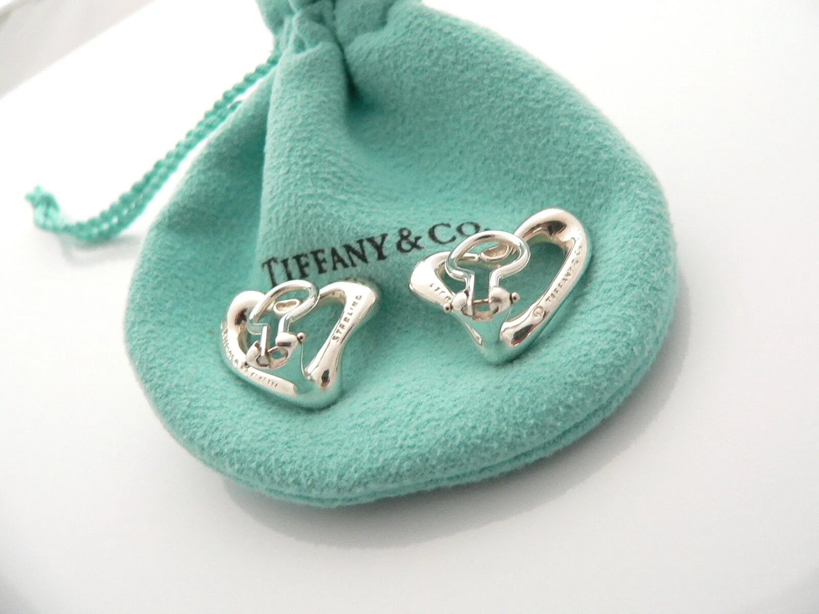 Tiffany & Co Heart Clip On Earrings Silver Clip On Love Gift Pouch Classic Cool