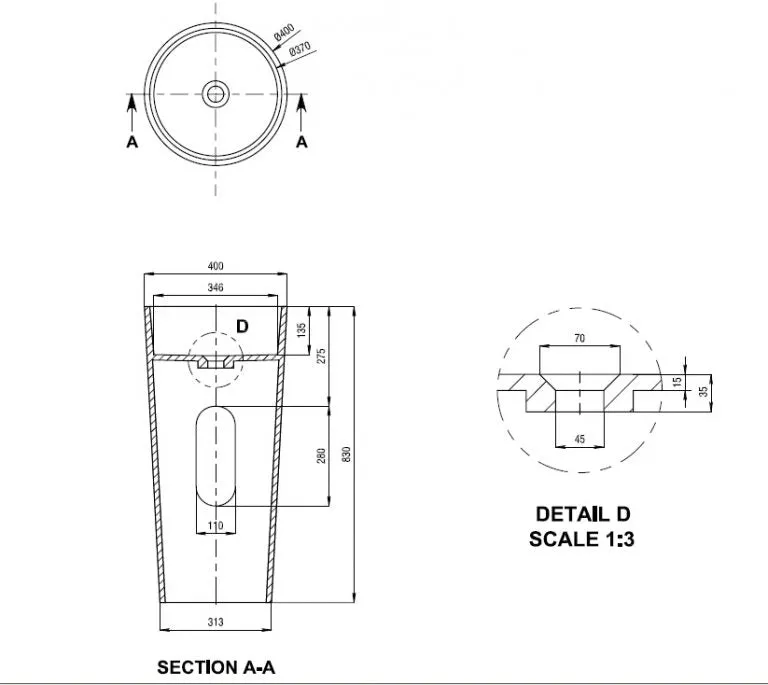 Toka Lite Jess - Cylindrical Pedestal Stone Basin - 830mm - CSB83
