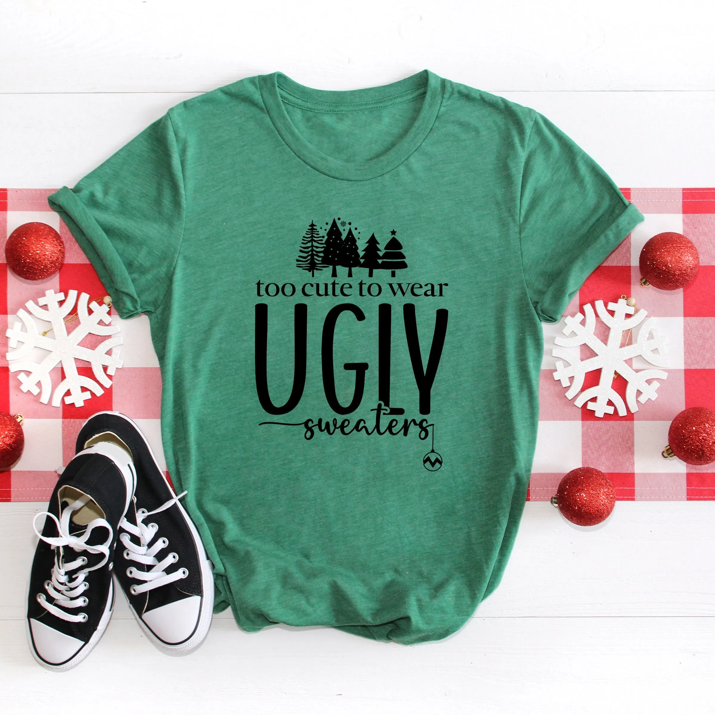 Too Cute For Ugly Sweaters | Short Sleeve Crew Neck