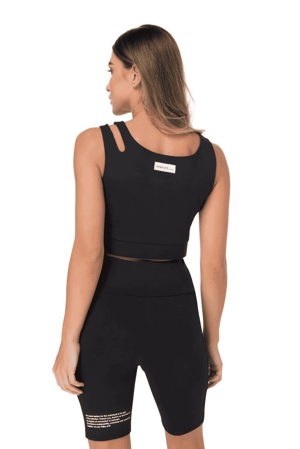 TRIBE OF 6 ALEENA RECYCLED CUT OUT CROP TOP WITH RUBBER PRINT