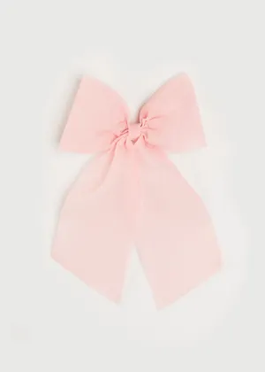 Tulle Long Bow Clip In Rose Pink