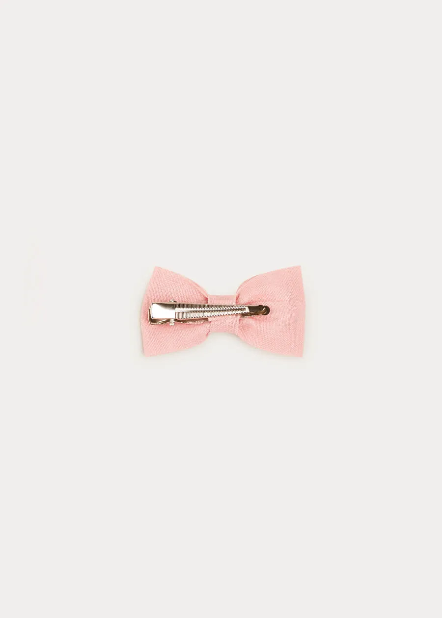 Tulle Small Bow Clip In Rose Pink