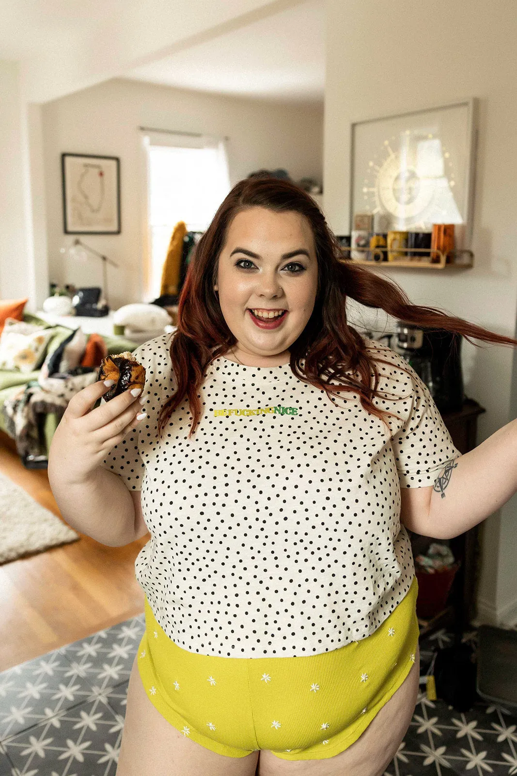 vada winter x discreture rib sleep short in daisy chartreuse