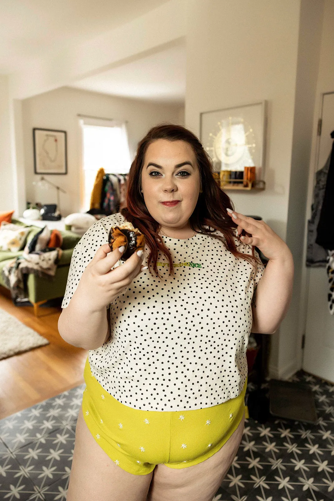 vada winter x discreture rib sleep short in daisy chartreuse