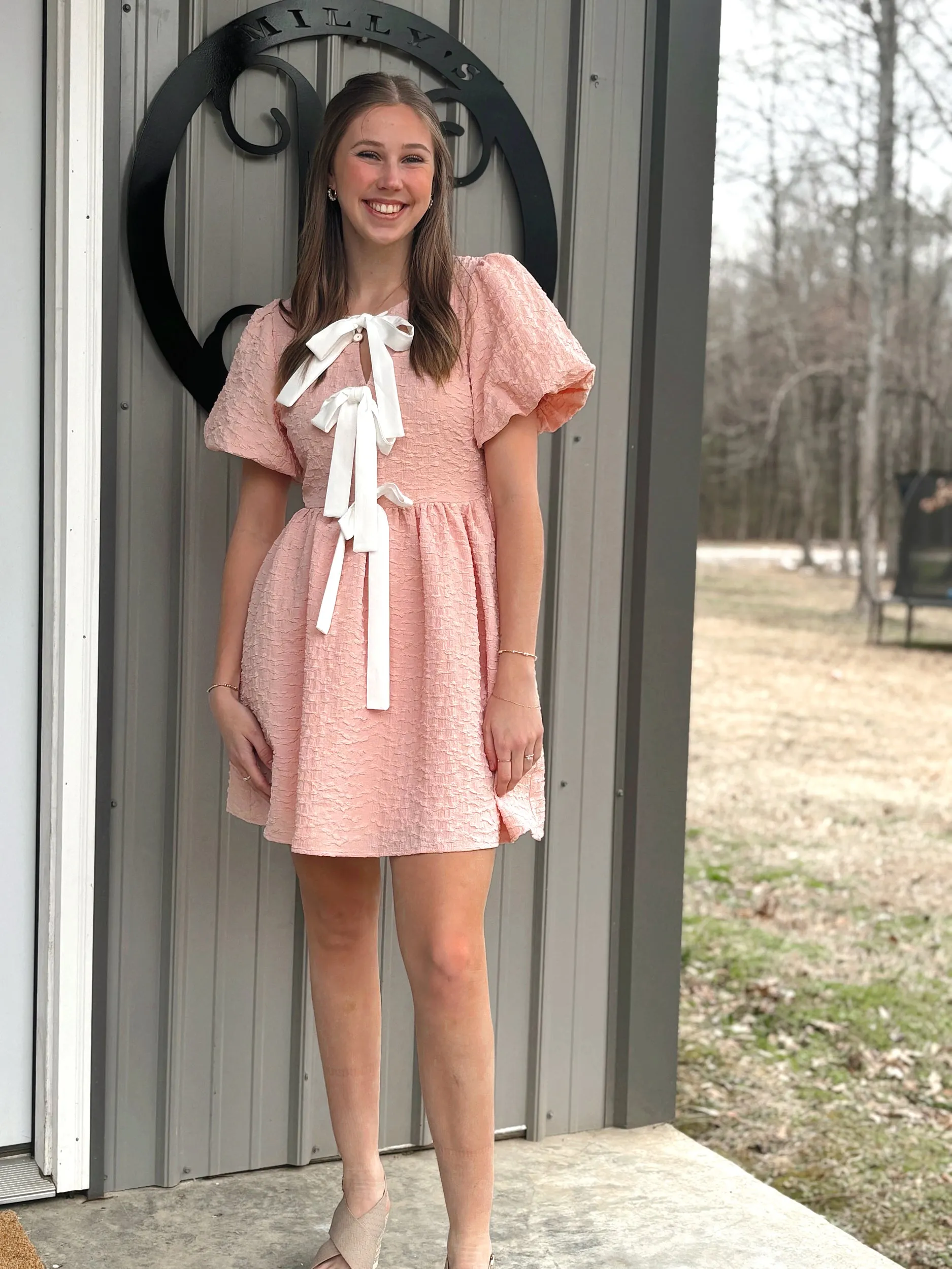 Vicki Bow Textured Dress