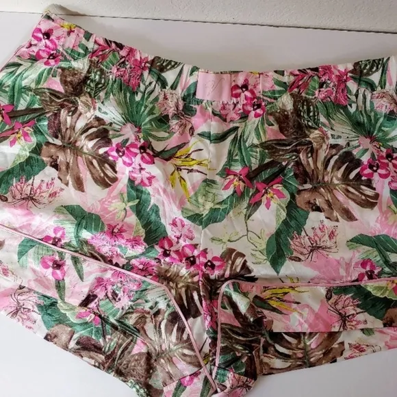 Victoria's Secret Floral Satin Cami Pink and Green Pajama Set