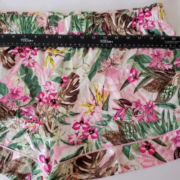 Victoria's Secret Floral Satin Cami Pink and Green Pajama Set