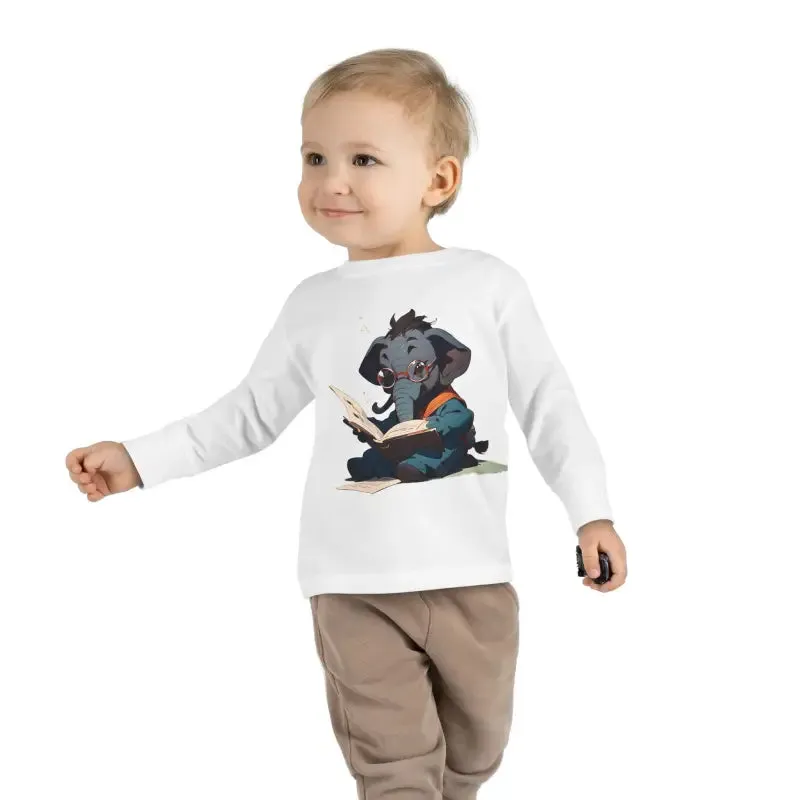 Whimsical Toddler Long Sleeve Tee with Elephant Charm