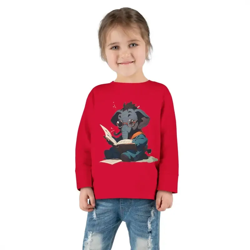 Whimsical Toddler Long Sleeve Tee with Elephant Charm