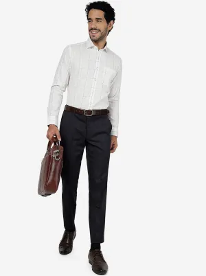 White Checked Slim Fit Formal Shirt | Metal