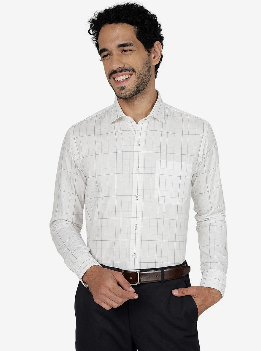 White Checked Slim Fit Formal Shirt | Metal