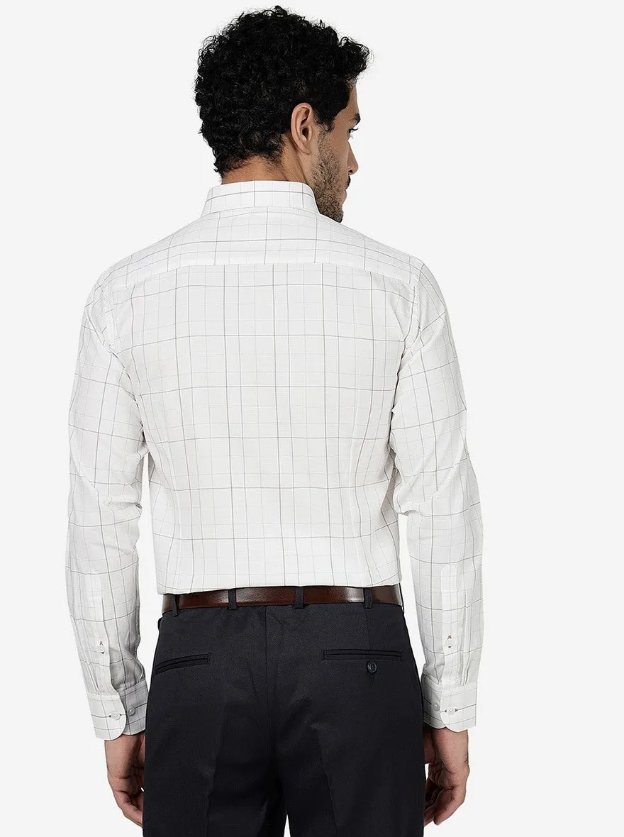 White Checked Slim Fit Formal Shirt | Metal