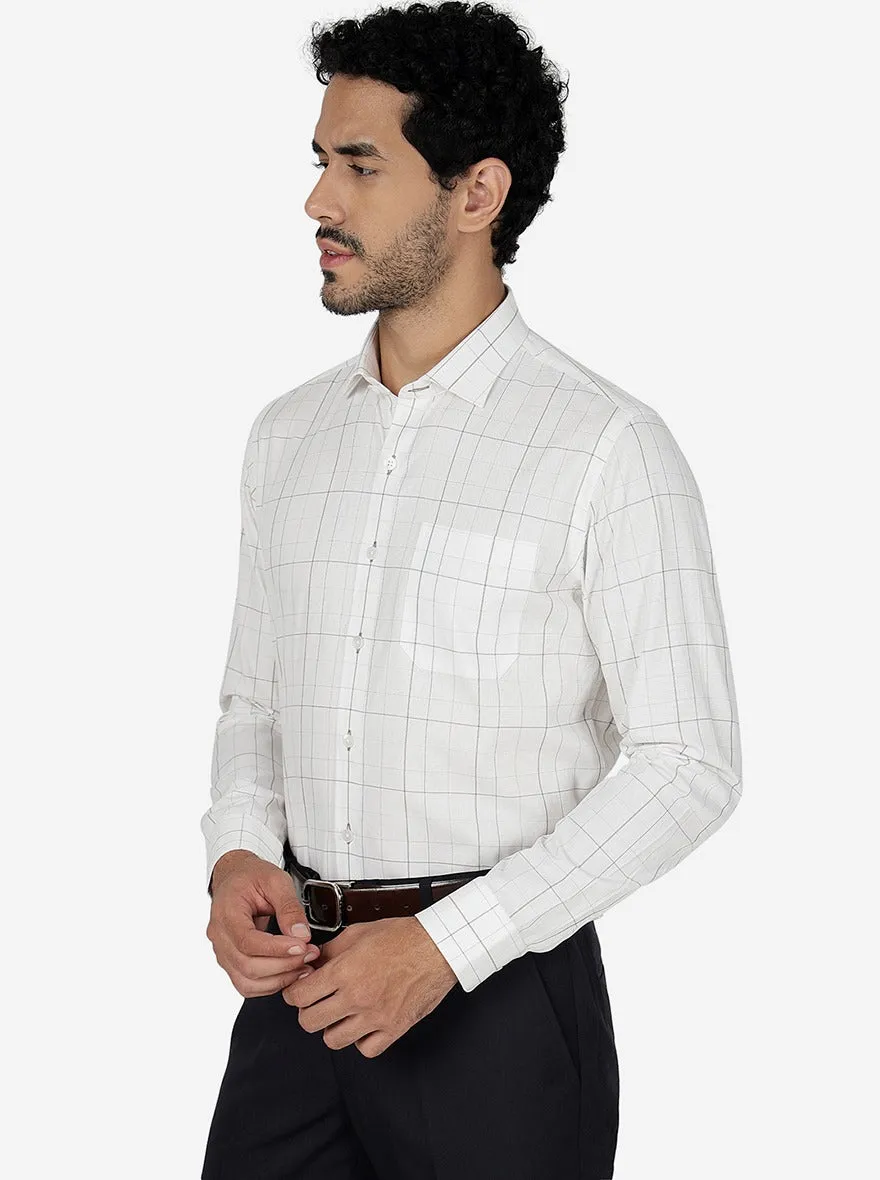 White Checked Slim Fit Formal Shirt | Metal