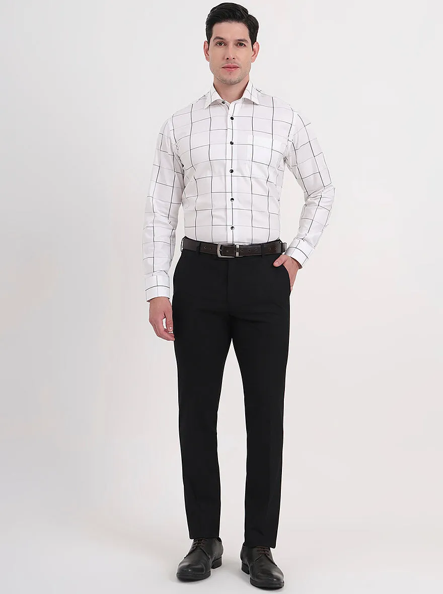 White Checked Slim Fit Formal Shirt | Metal