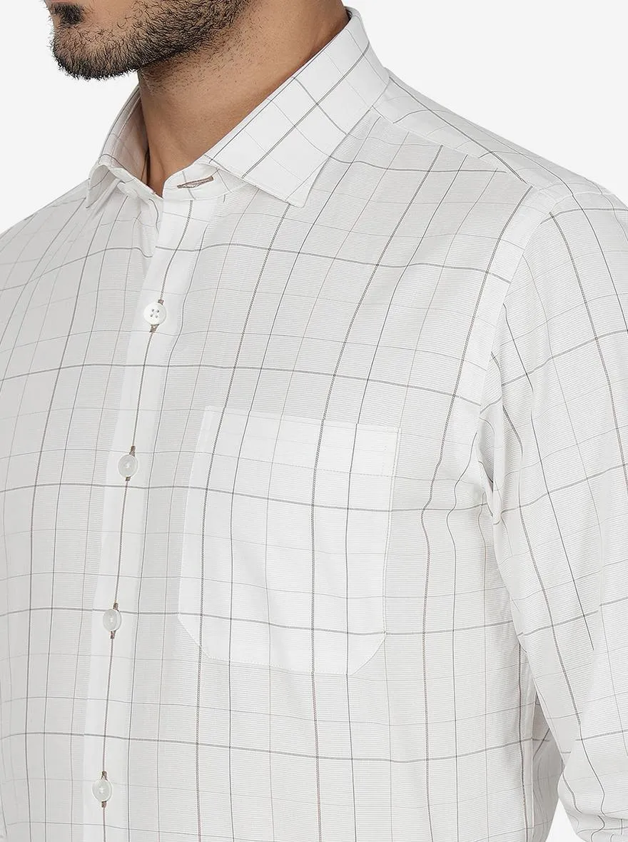 White Checked Slim Fit Formal Shirt | Metal