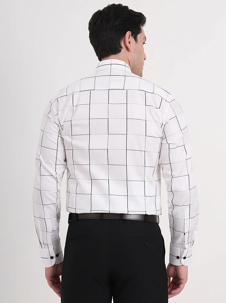White Checked Slim Fit Formal Shirt | Metal
