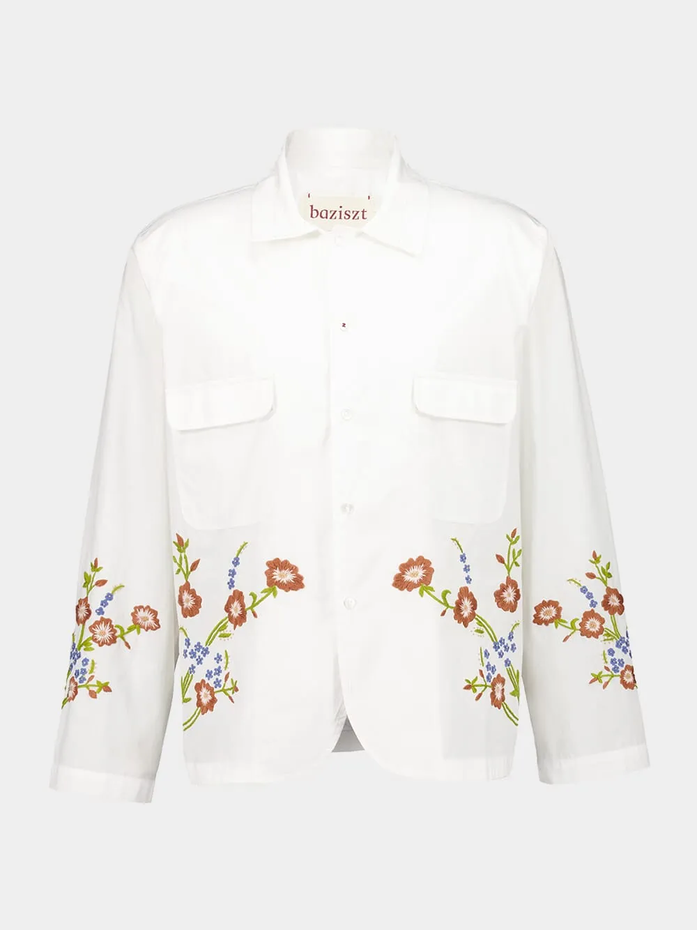 White Hocha Long-Sleeved Cotton Shirt