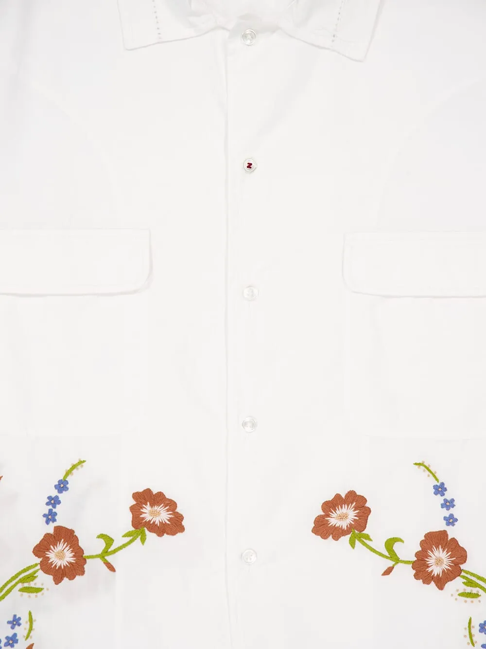 White Hocha Long-Sleeved Cotton Shirt