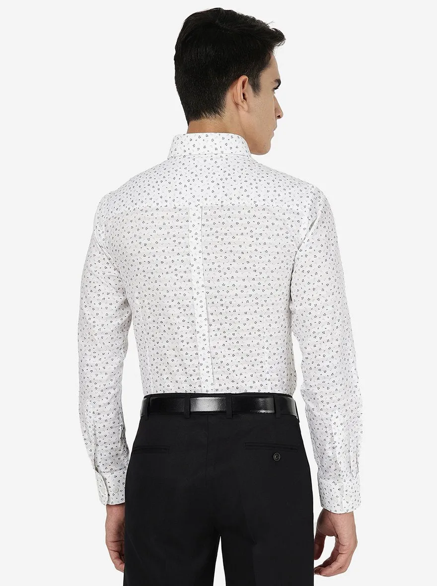 White Printed Slim fit Formal Shirt | JadeBlue