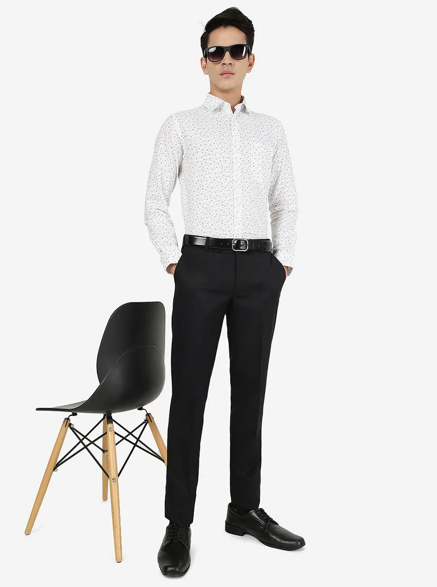 White Printed Slim fit Formal Shirt | JadeBlue