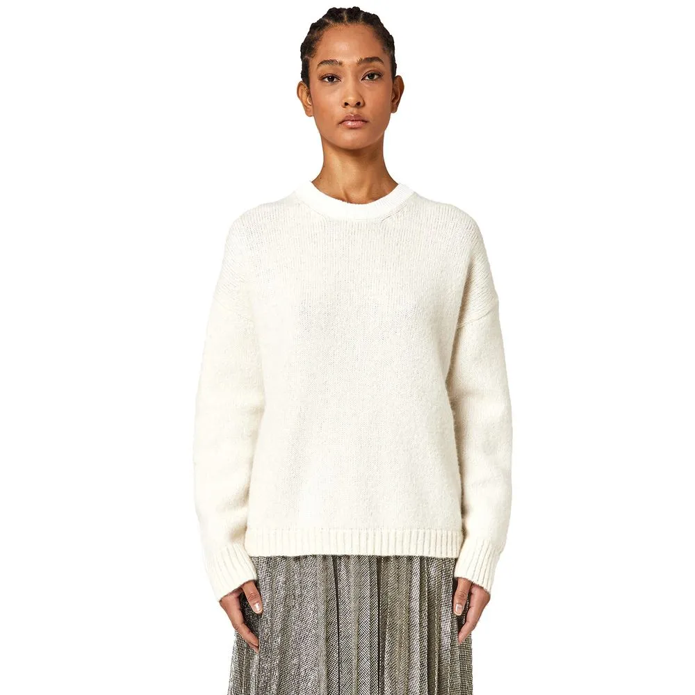 White Recycled Wool Women Sweater
