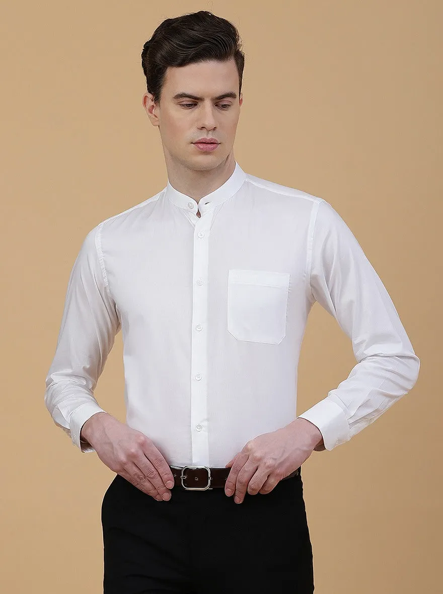 White Solid Slim Fit Formal Shirt | Metal