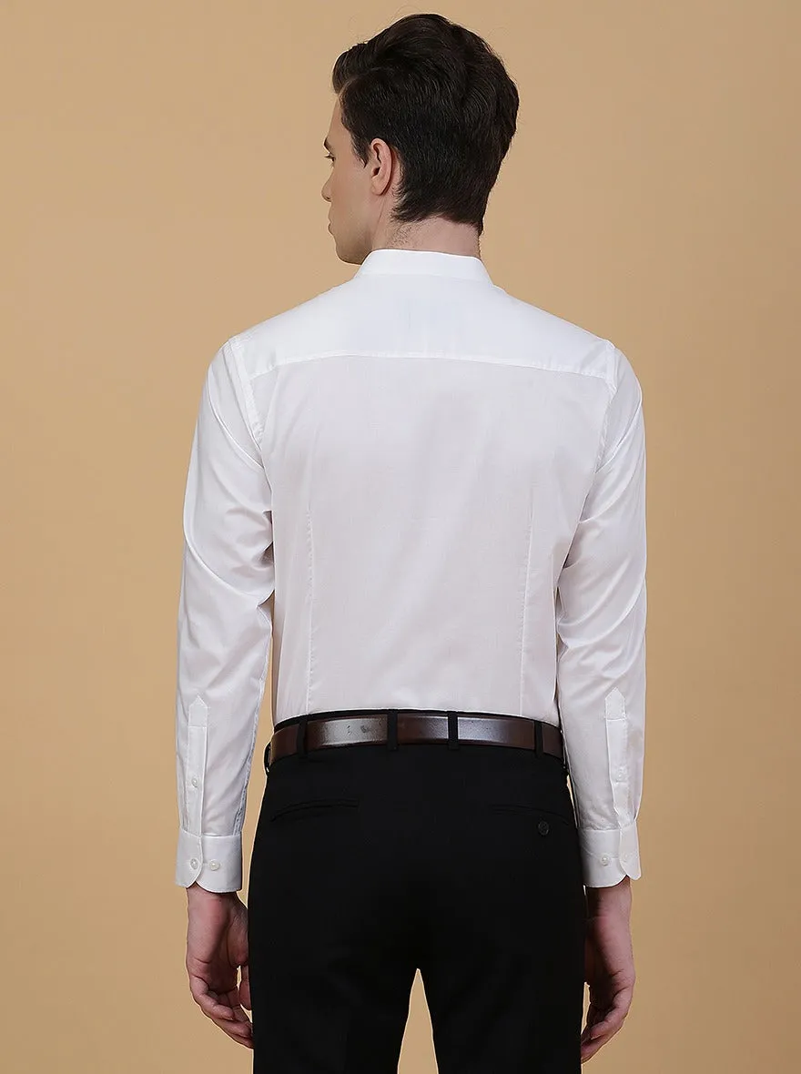 White Solid Slim Fit Formal Shirt | Metal
