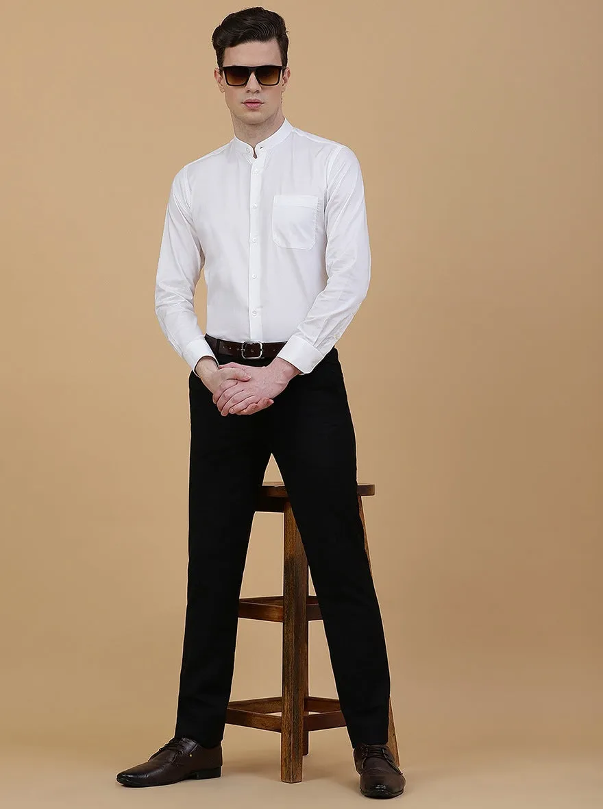White Solid Slim Fit Formal Shirt | Metal