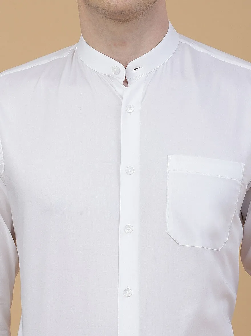 White Solid Slim Fit Formal Shirt | Metal
