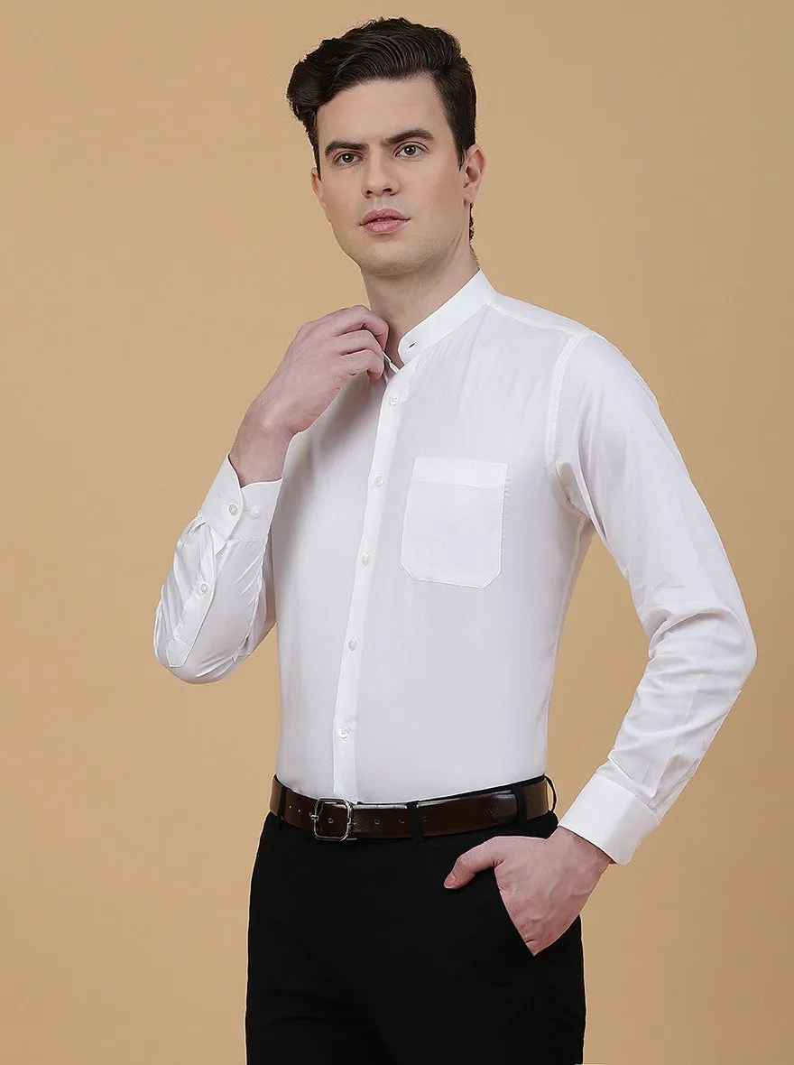 White Solid Slim Fit Formal Shirt | Metal