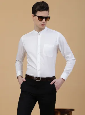 White Solid Slim Fit Formal Shirt | Metal